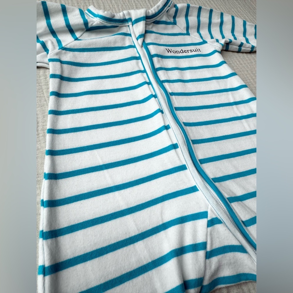 Bonds Teal Stripe Wondersuit Zip Romper - Picture 4 of 8